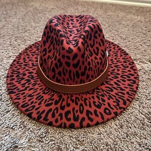 Fedora Deep Red Animal Print
